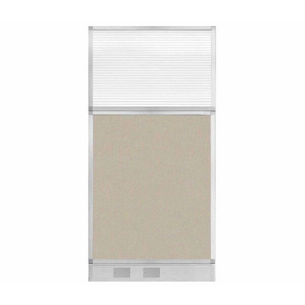 Versare Hush Panel Configurable Cubicle Partition 3' x 6' Sand Fabric Clear Fluted Window w/ Cable Channel 1856318-1 - main